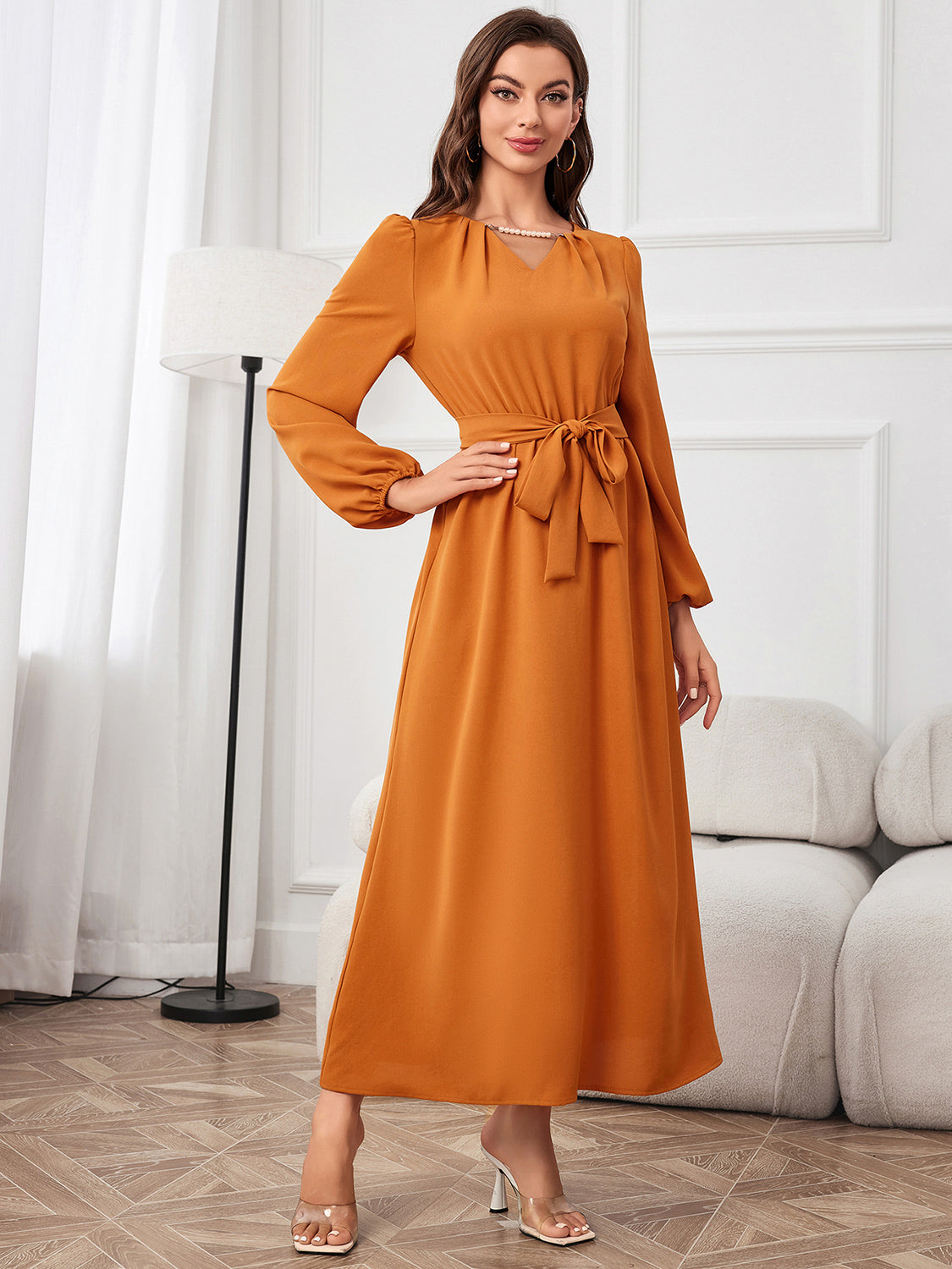 Puff-Sleeved Maxi Dress