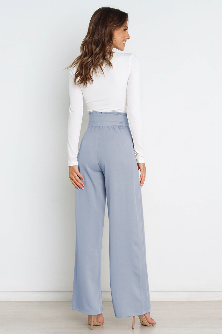 Paperbag-Waist Wide Leg Pants