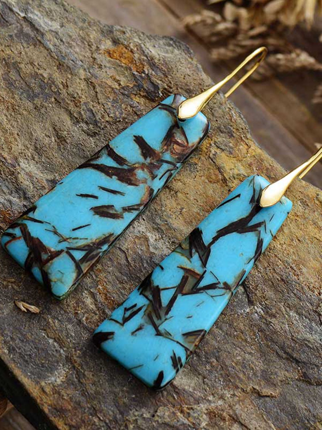 Trapezoid Stone Drop Earrings