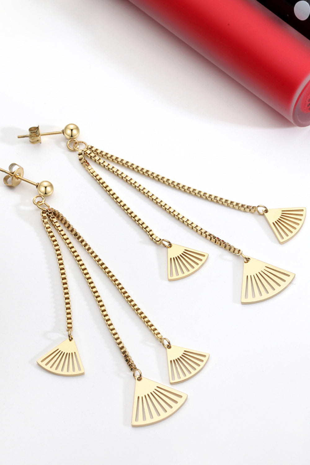 18k Gold-Plated Stainless Steel Fan Fringe Earrings