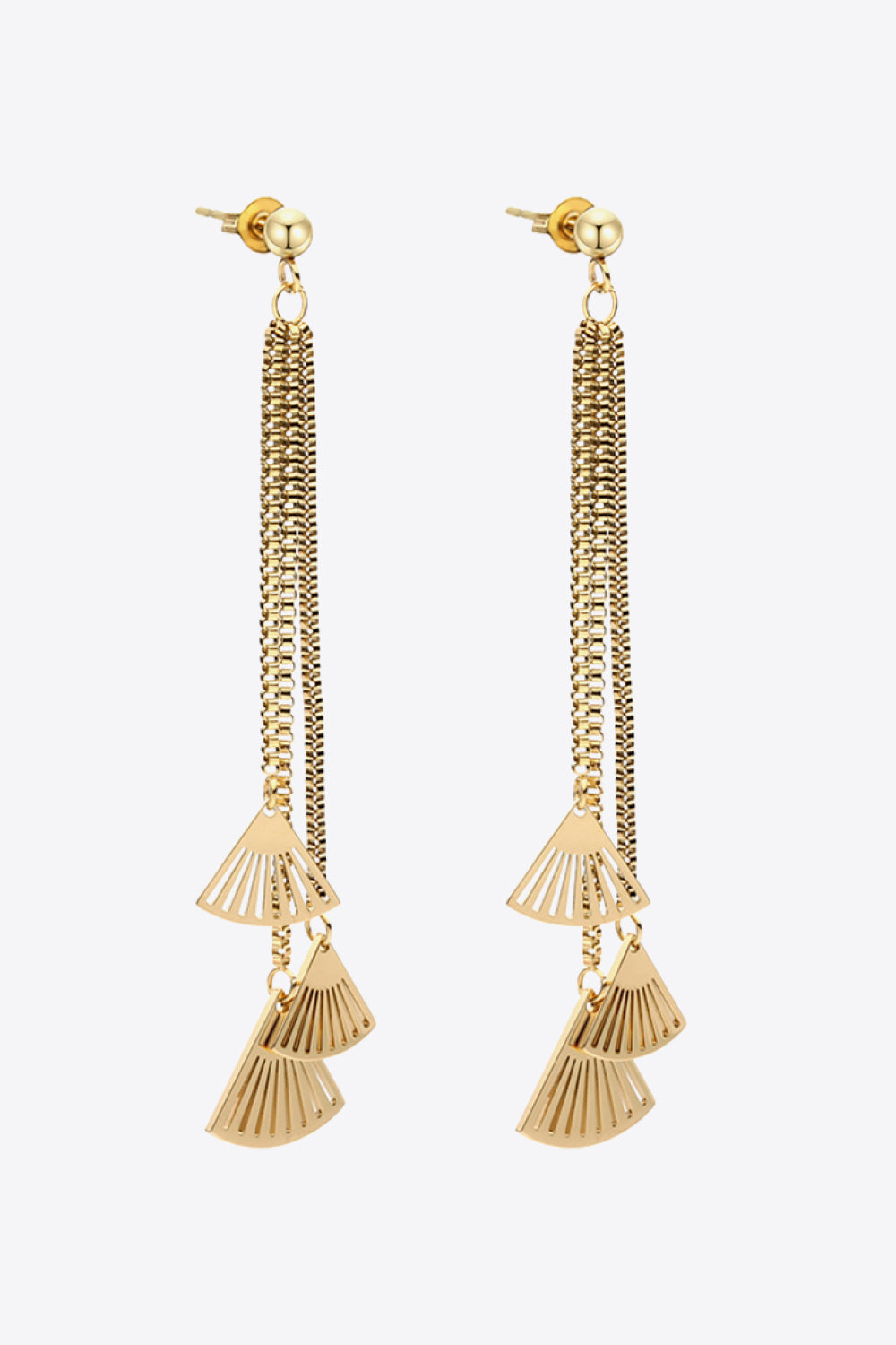 18k Gold-Plated Stainless Steel Fan Fringe Earrings