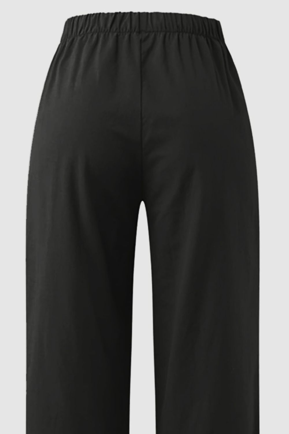 Elastic Waist Wide Leg Pants with Pockets