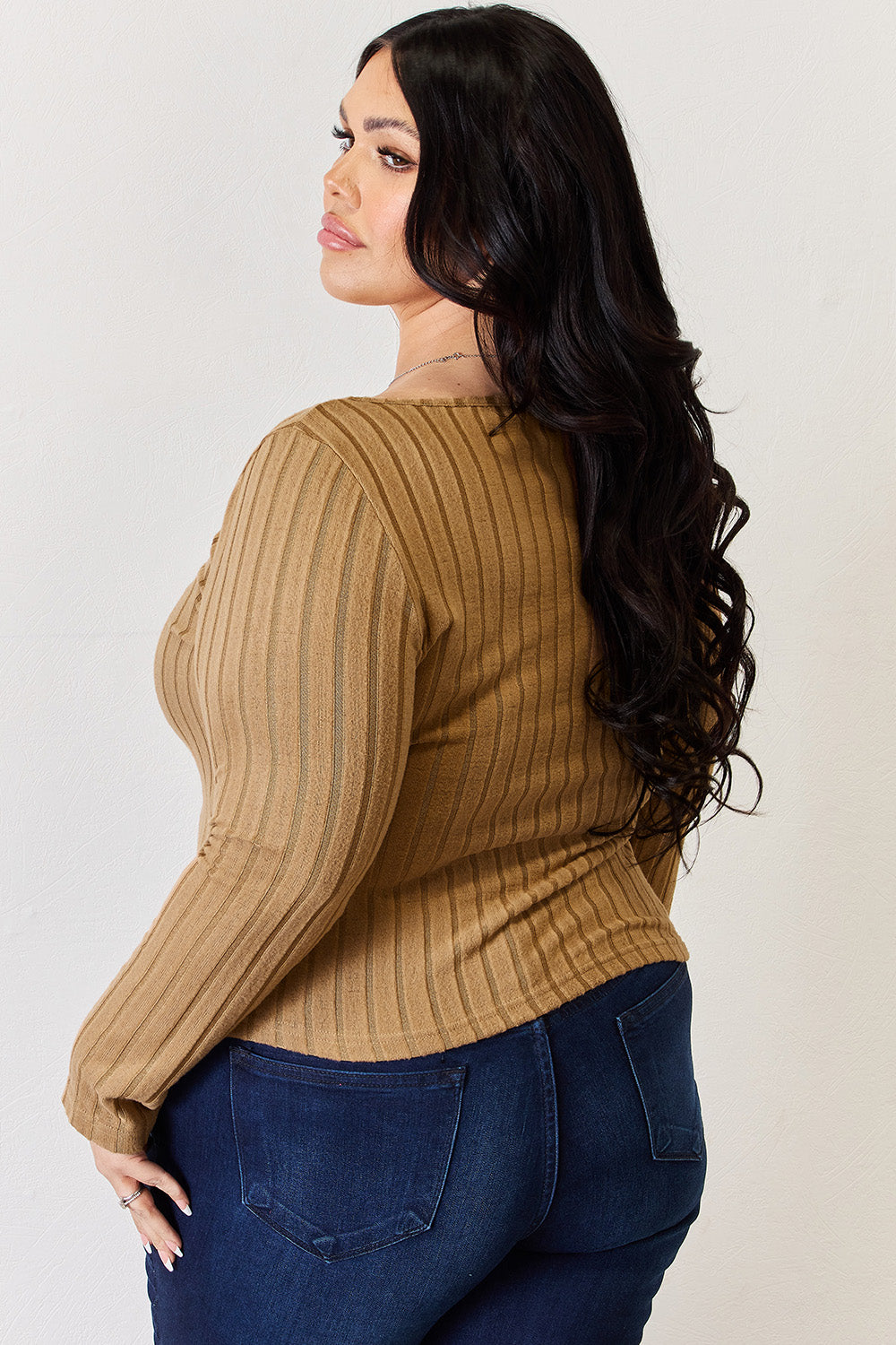 Basic Bae Long-Sleeved Ribbed Shirt