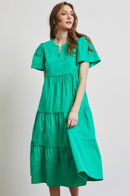 HEYSON Cotton Poplin Tiered Midi Dress