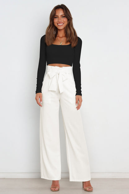 Paperbag-Waist Wide Leg Pants