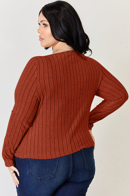 Basic Bae Long-Sleeved Ribbed Shirt