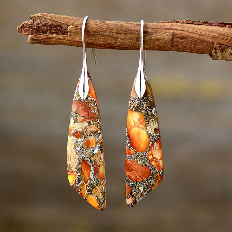 Geometric Stone Drop Earrings