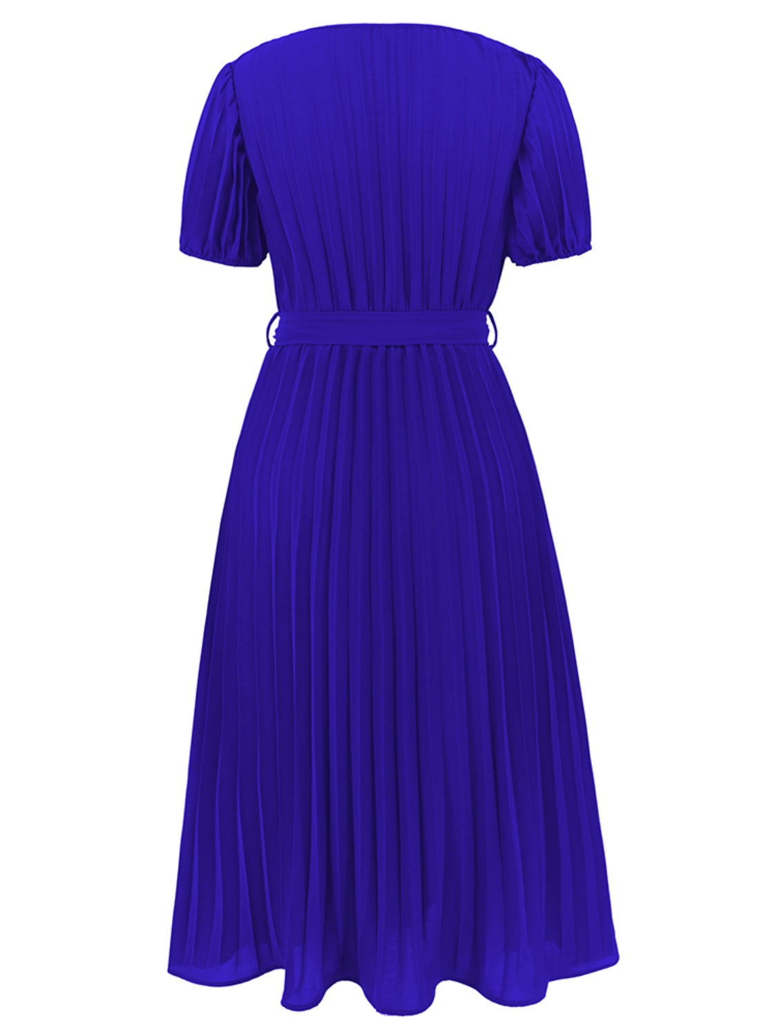 Pleated Short-Sleeved Midi Dress