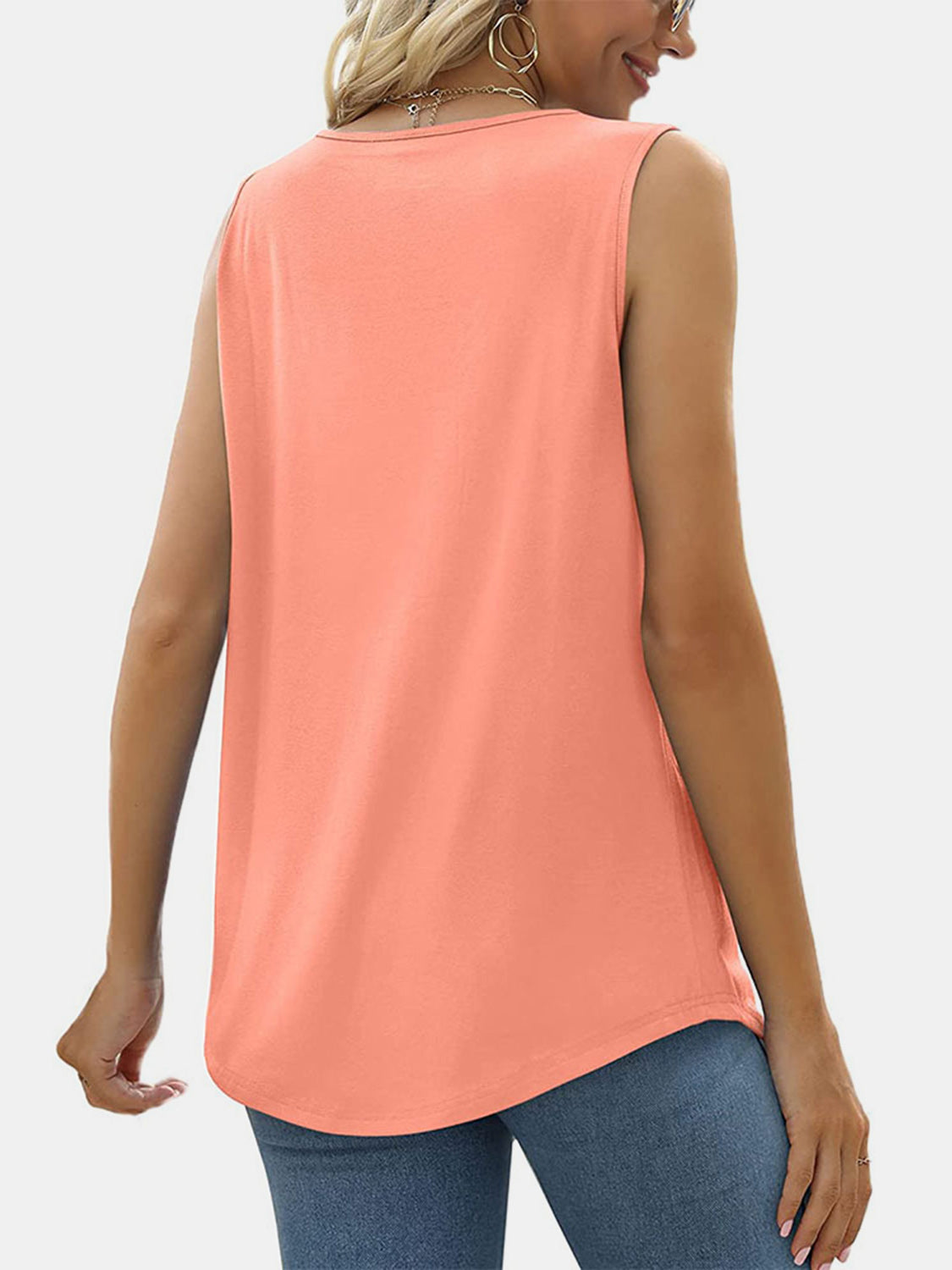 Ruched Square Neck Sleeveless Blouse