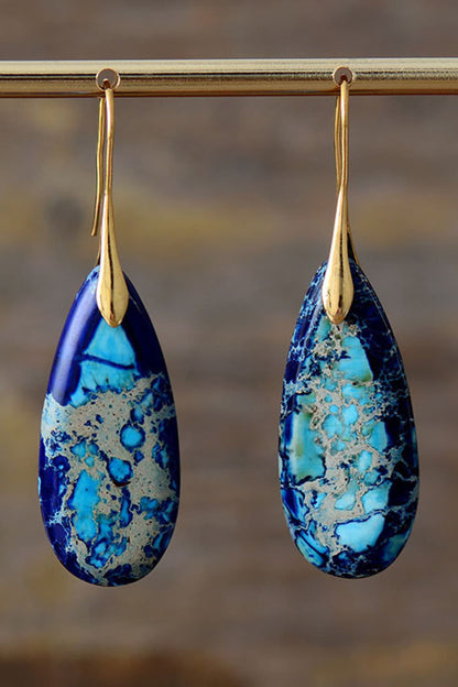 Handmade Teardrop Stone Dangle Earrings