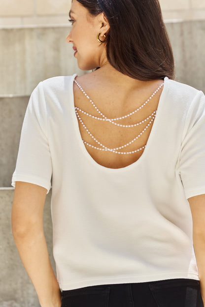 And The Why Criss-Cross Pearly Open Back T-Shirt