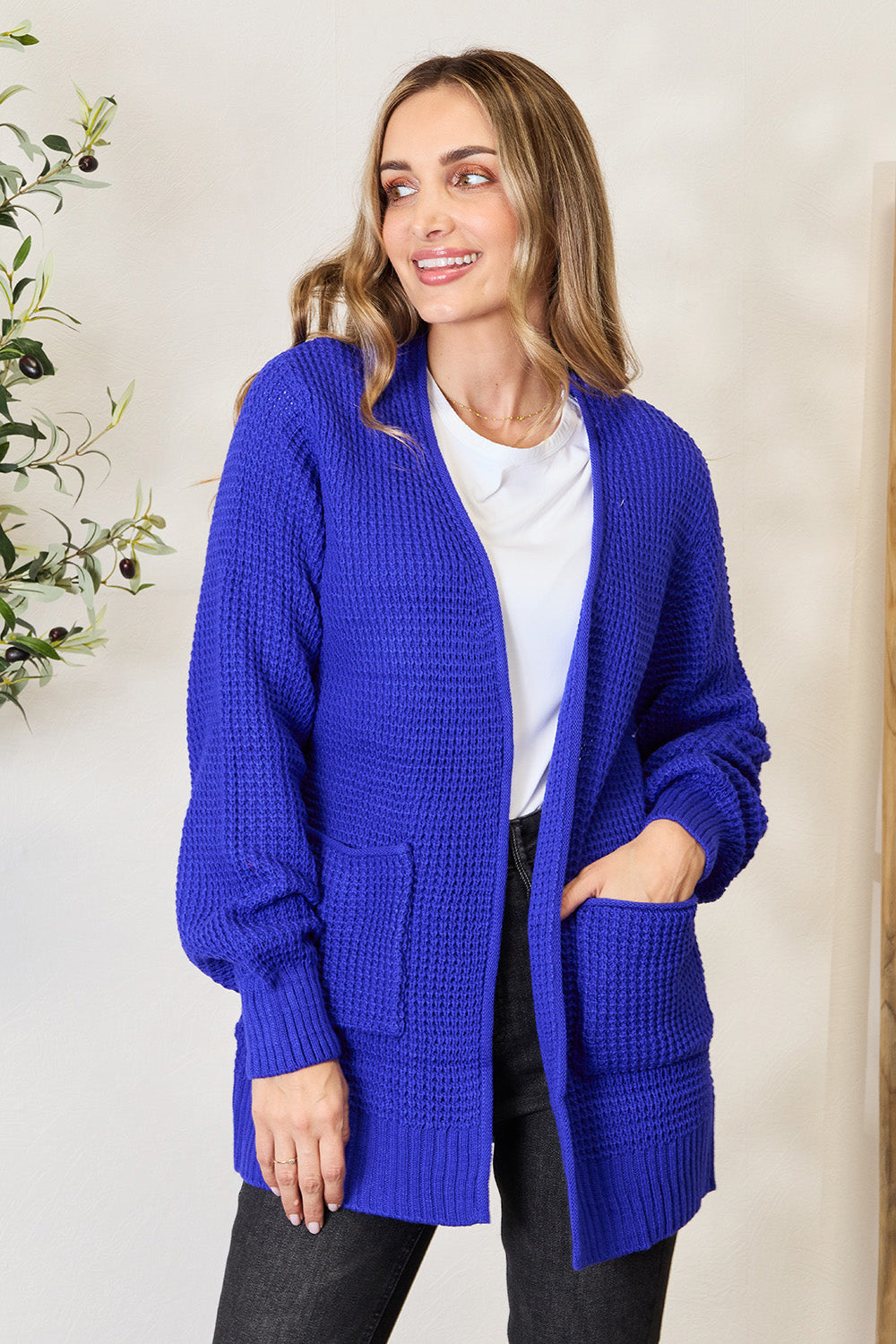 Zenana Waffle-Knit Cardigan