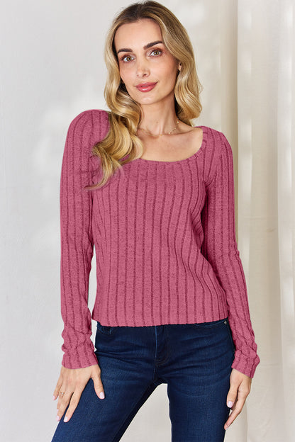 Basic Bae Long-Sleeved Ribbed Shirt