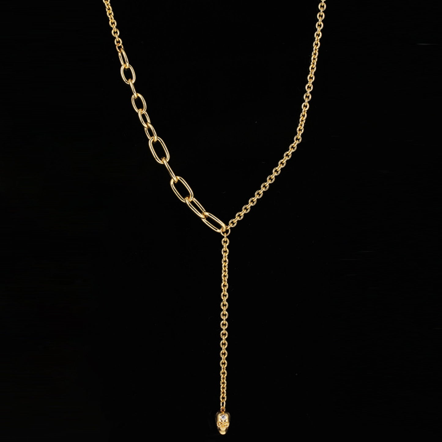 Gold-Plated Skull Pendant Necklace