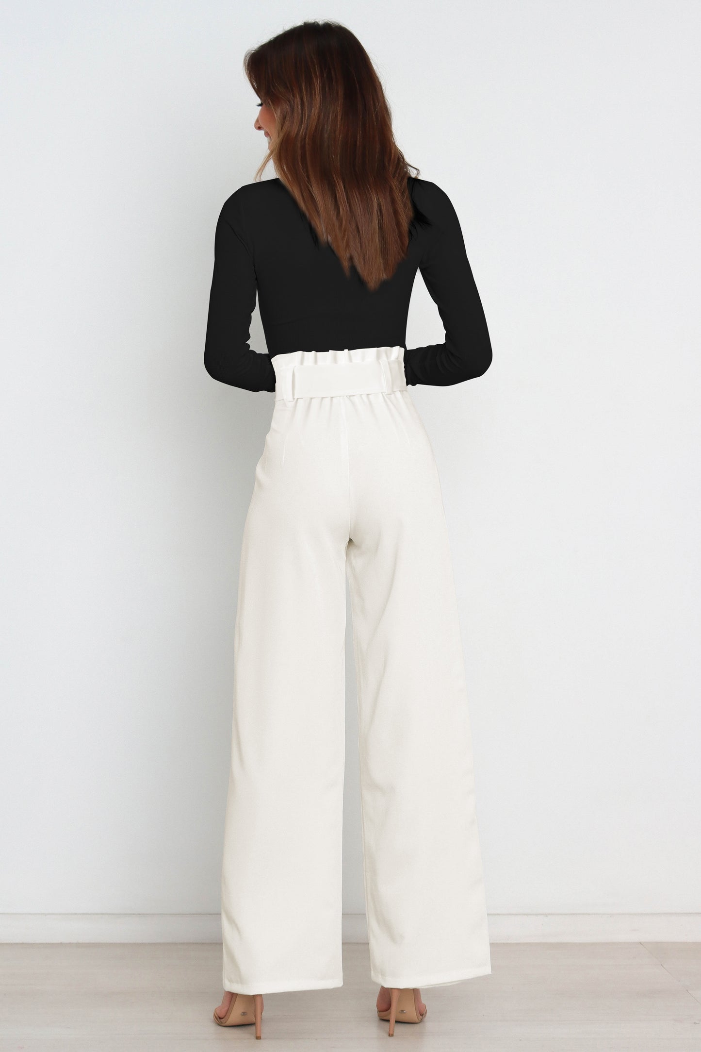 Paperbag-Waist Wide Leg Pants