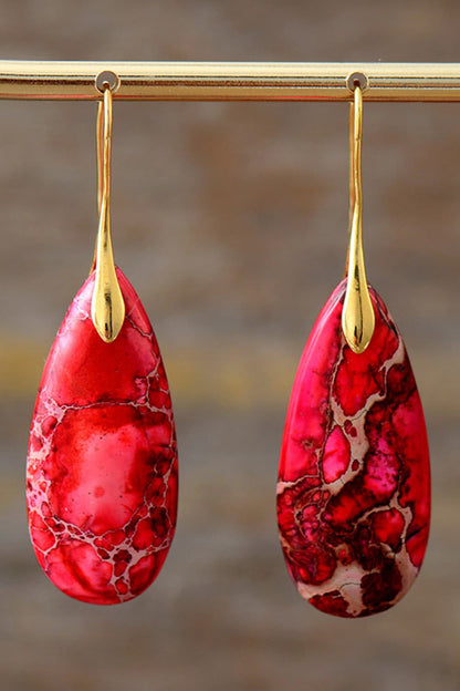 Handmade Teardrop Stone Dangle Earrings