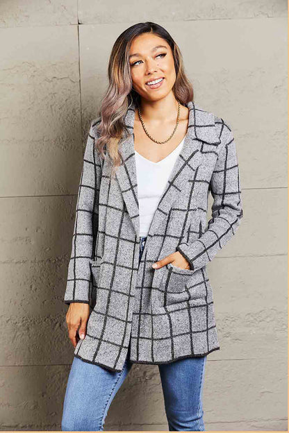 Double Take Plaid Jacket with Pockets