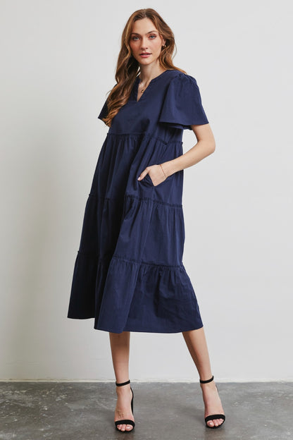 HEYSON Cotton Poplin Tiered Midi Dress