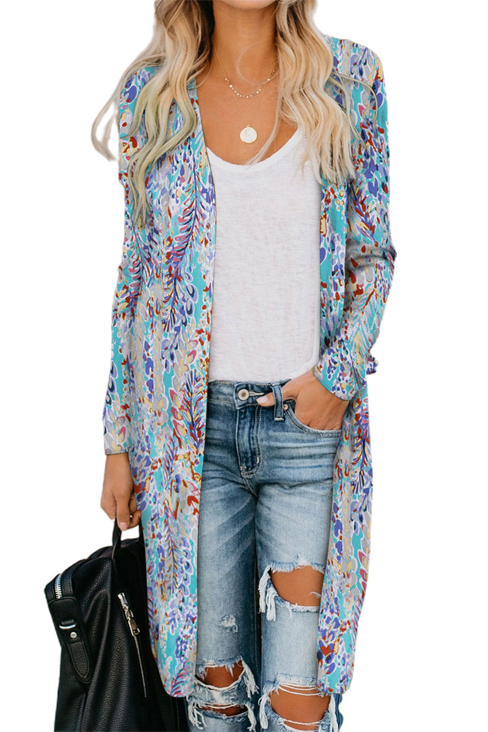 Double Take Printed Cardigan