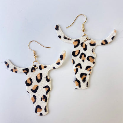 Leather Dangle Animal Print Earrings