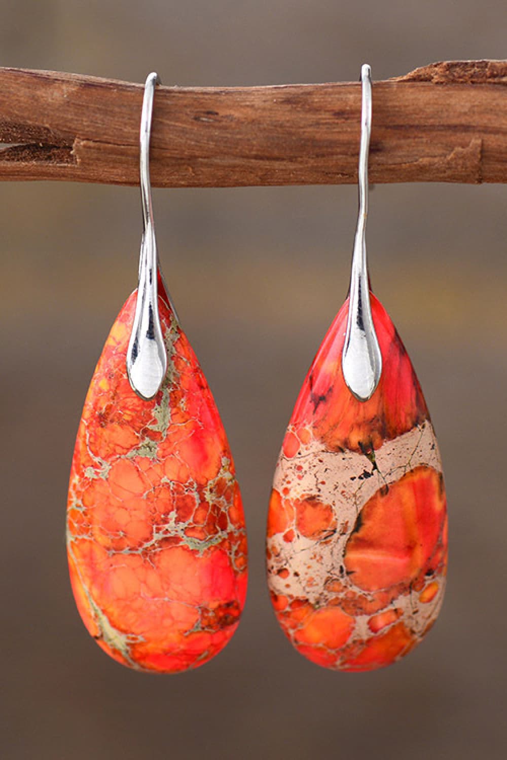 Handmade Teardrop Stone Dangle Earrings