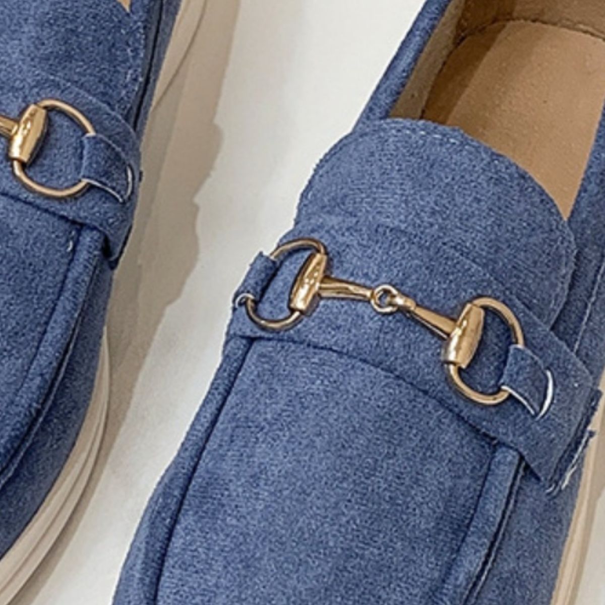 Suede Buckle Loafers