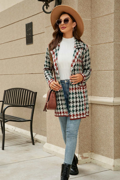 Double Take Plaid Jacket with Pockets