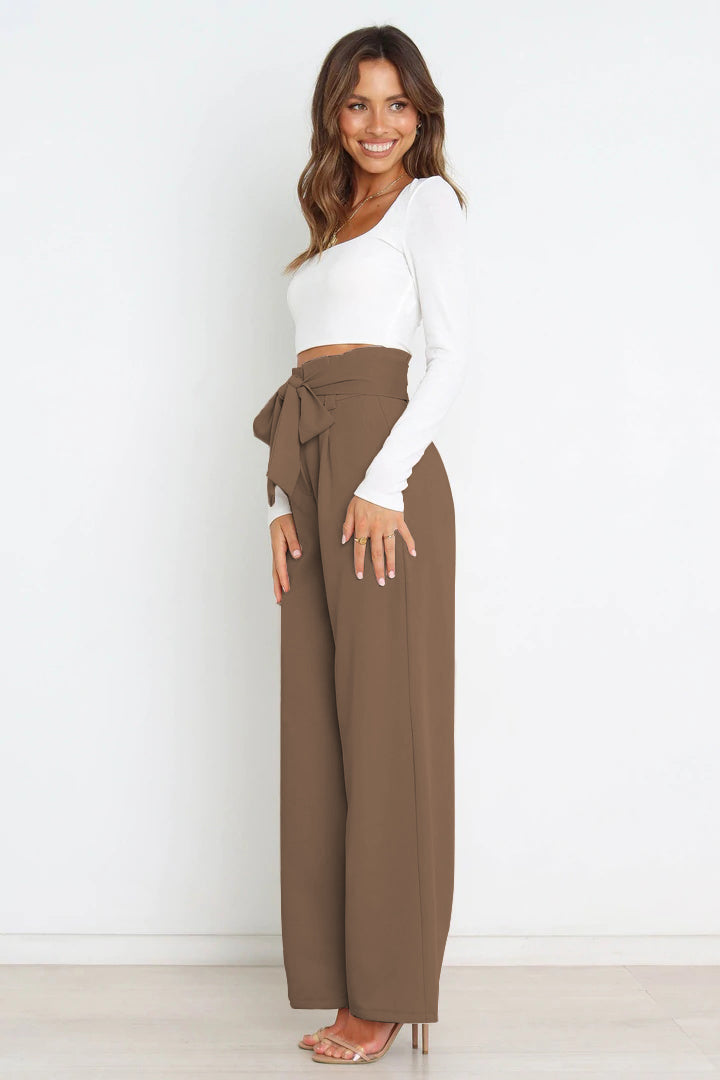 Paperbag-Waist Wide Leg Pants