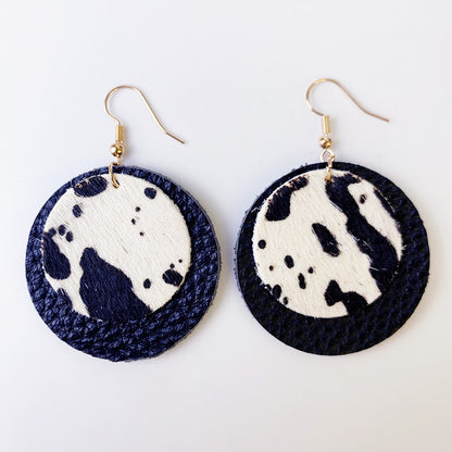 Leather Dangle Animal Print Earrings