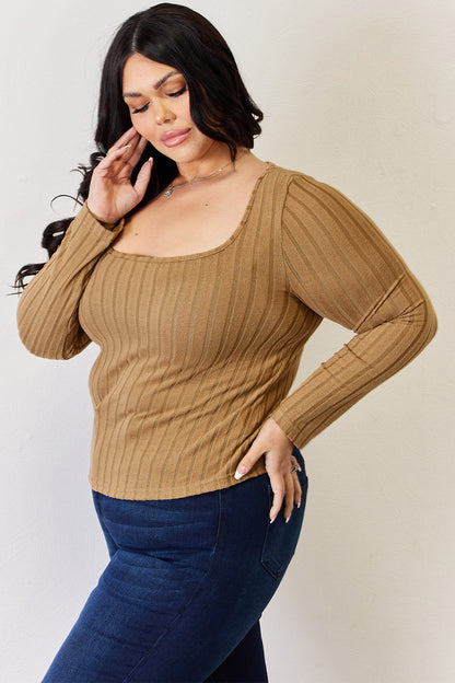 Basic Bae Long-Sleeved Ribbed Shirt