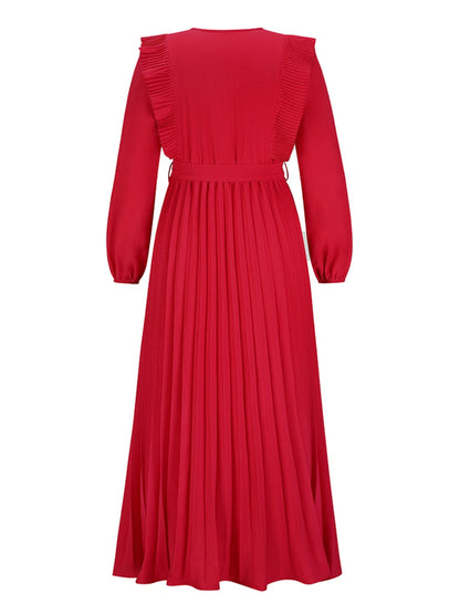 Pleated Ruffle Maxi Dress