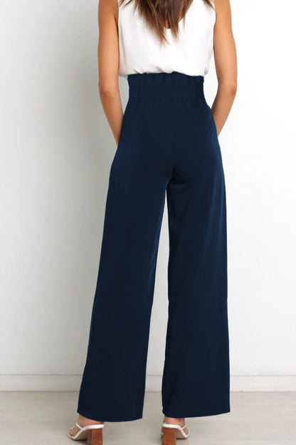 Paperbag-Waist Wide Leg Pants