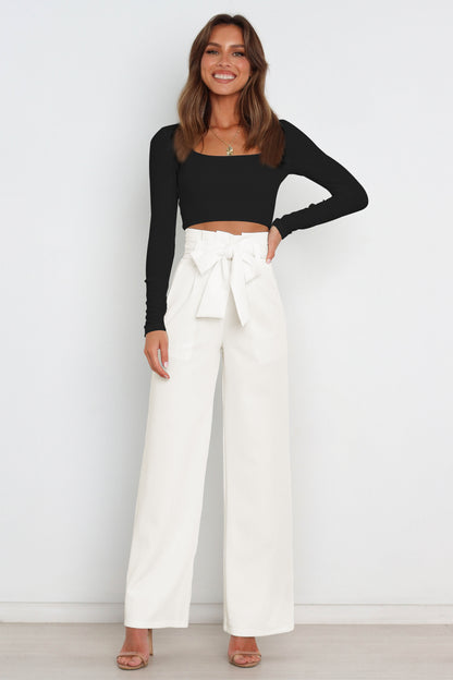 Paperbag-Waist Wide Leg Pants