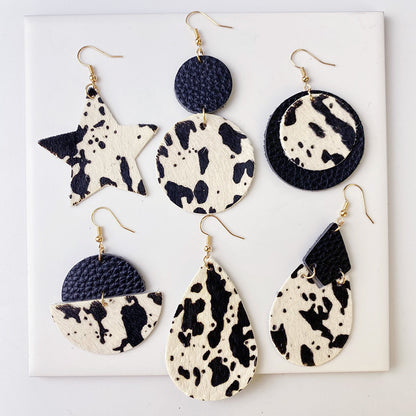 Leather Dangle Animal Print Earrings