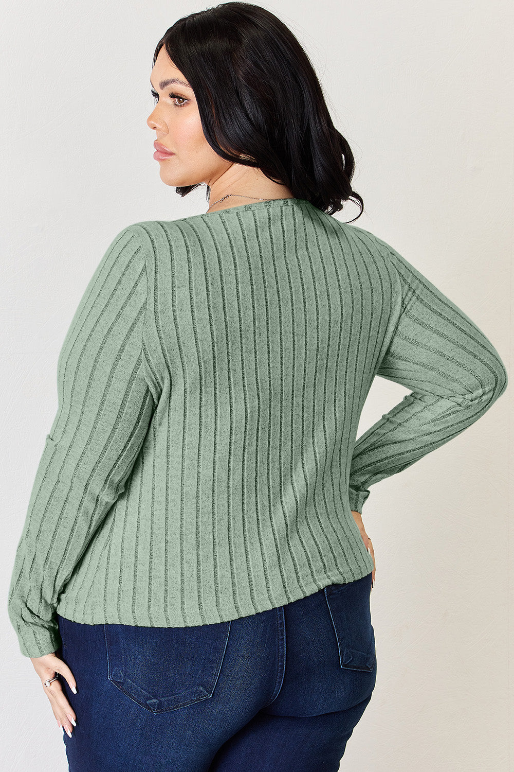 Basic Bae Long-Sleeved Ribbed Shirt