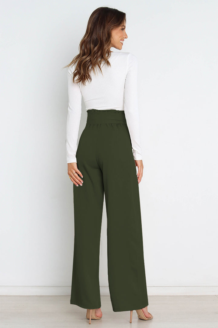 Paperbag-Waist Wide Leg Pants