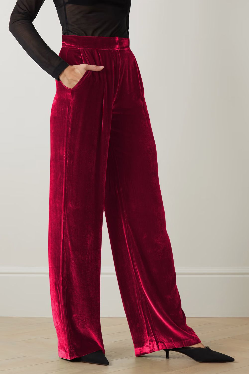 Double Take Velour Pants with Pockets