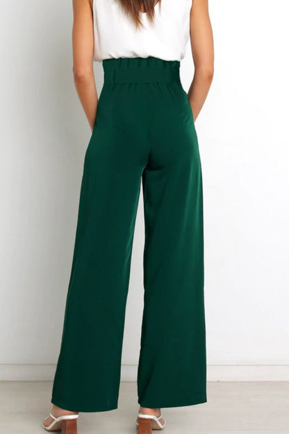 Paperbag-Waist Wide Leg Pants