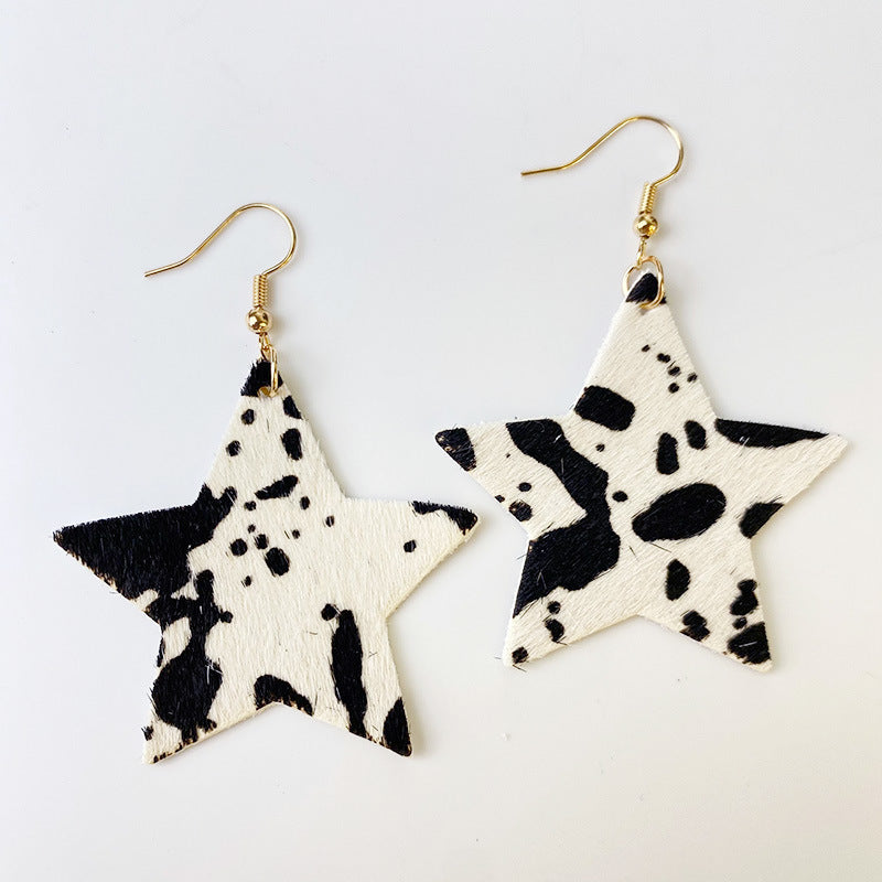 Leather Dangle Animal Print Earrings