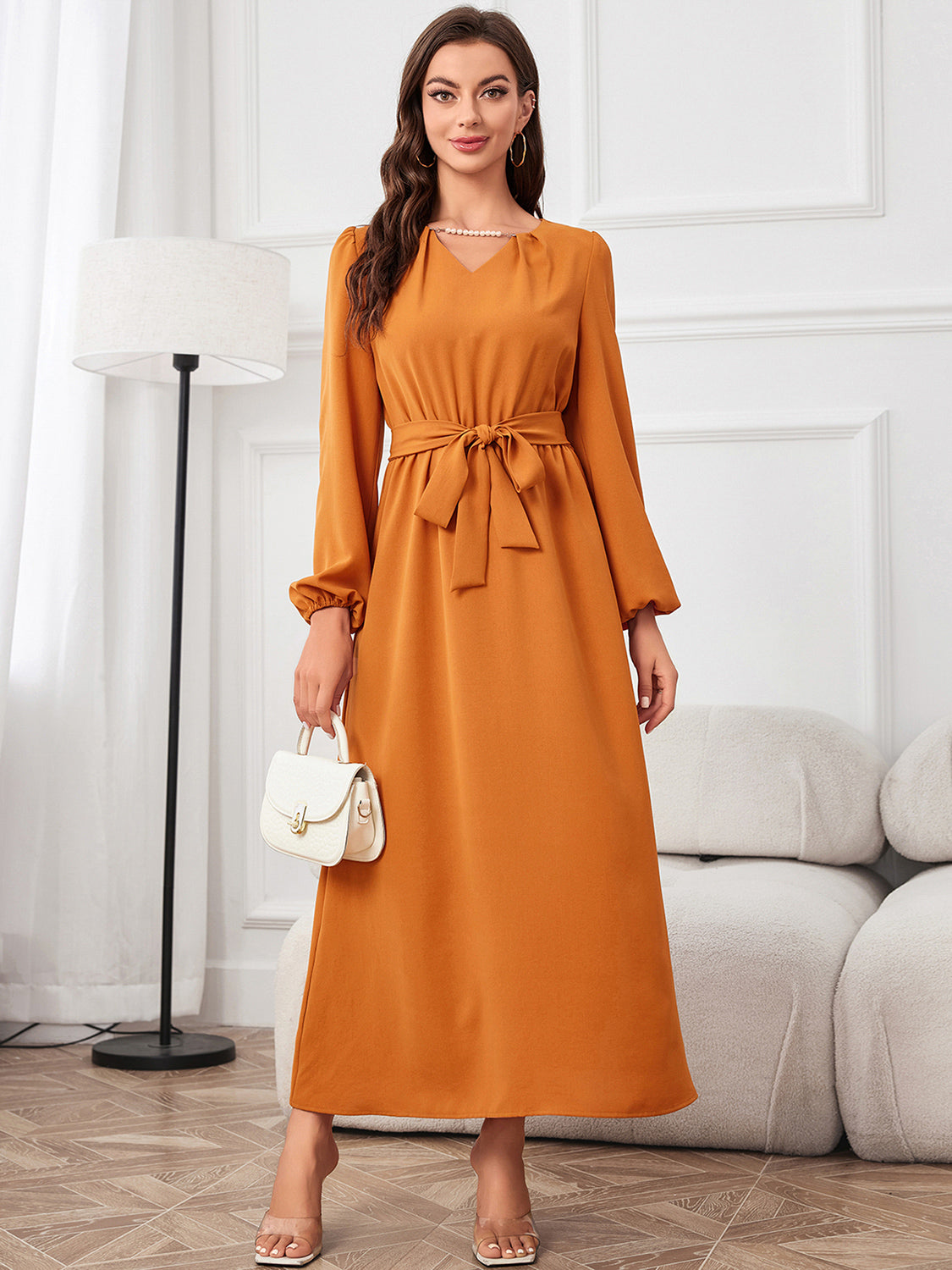 Puff-Sleeved Maxi Dress