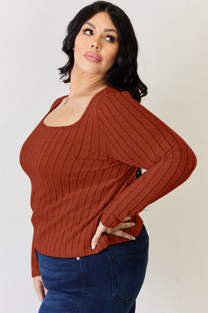 Basic Bae Long-Sleeved Ribbed Shirt