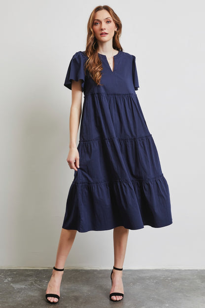 HEYSON Cotton Poplin Tiered Midi Dress