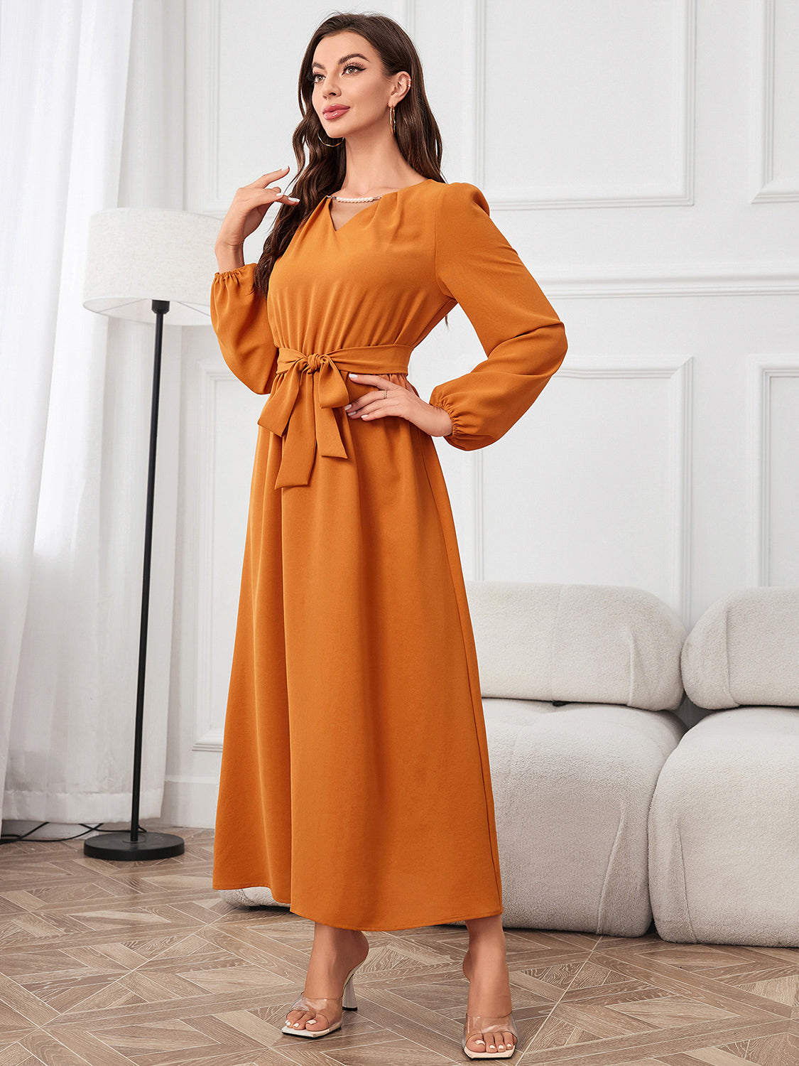 Puff-Sleeved Maxi Dress