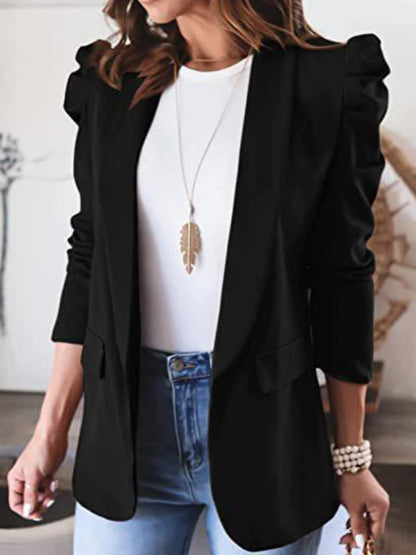 Puff-Sleeved Cotton-Blend Blazer