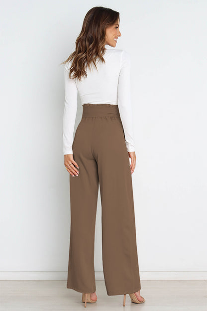 Paperbag-Waist Wide Leg Pants