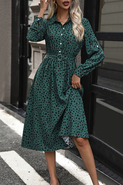 Button-Down Polka Dot Midi Dress