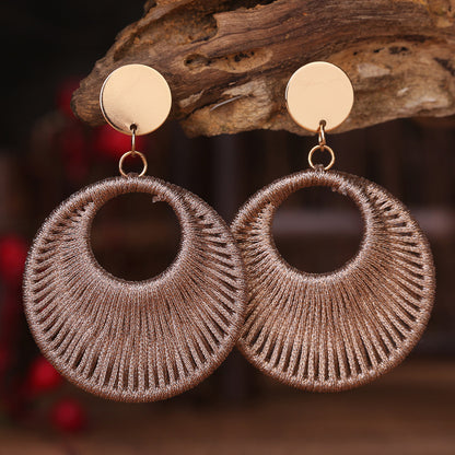 Cotton Cord Geometric Drop Earrings