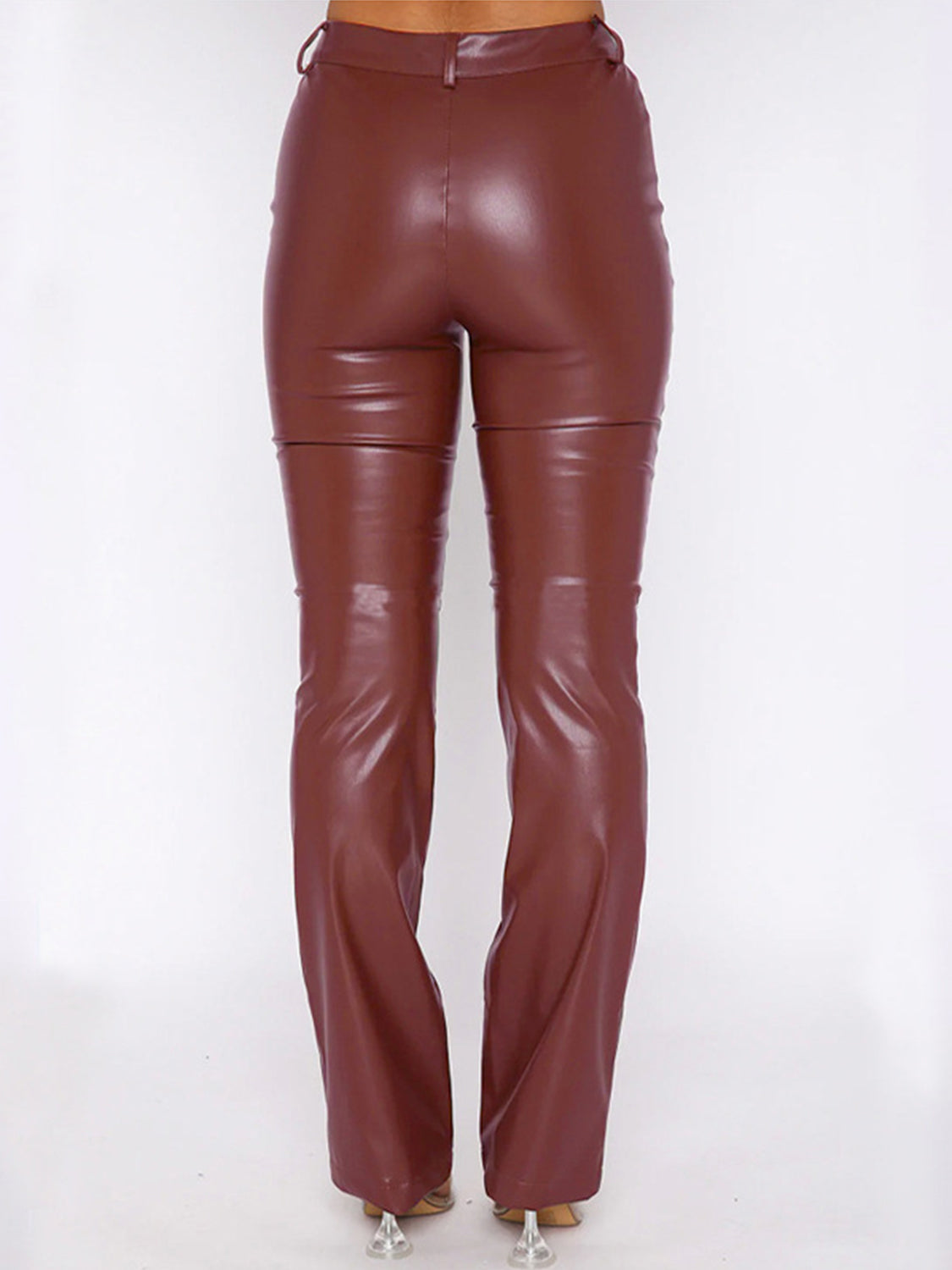 PU Leather High Waist Straight Pants