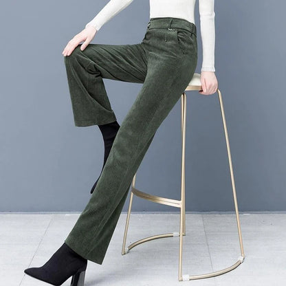Corduroy Wide-Leg Ankle Pants