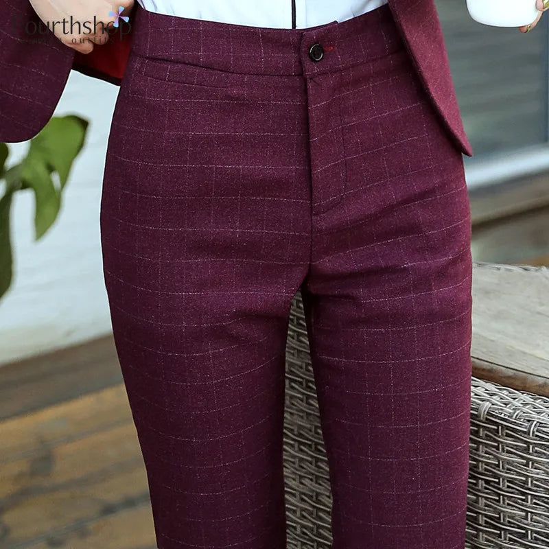 Plaid Pencil Trousers